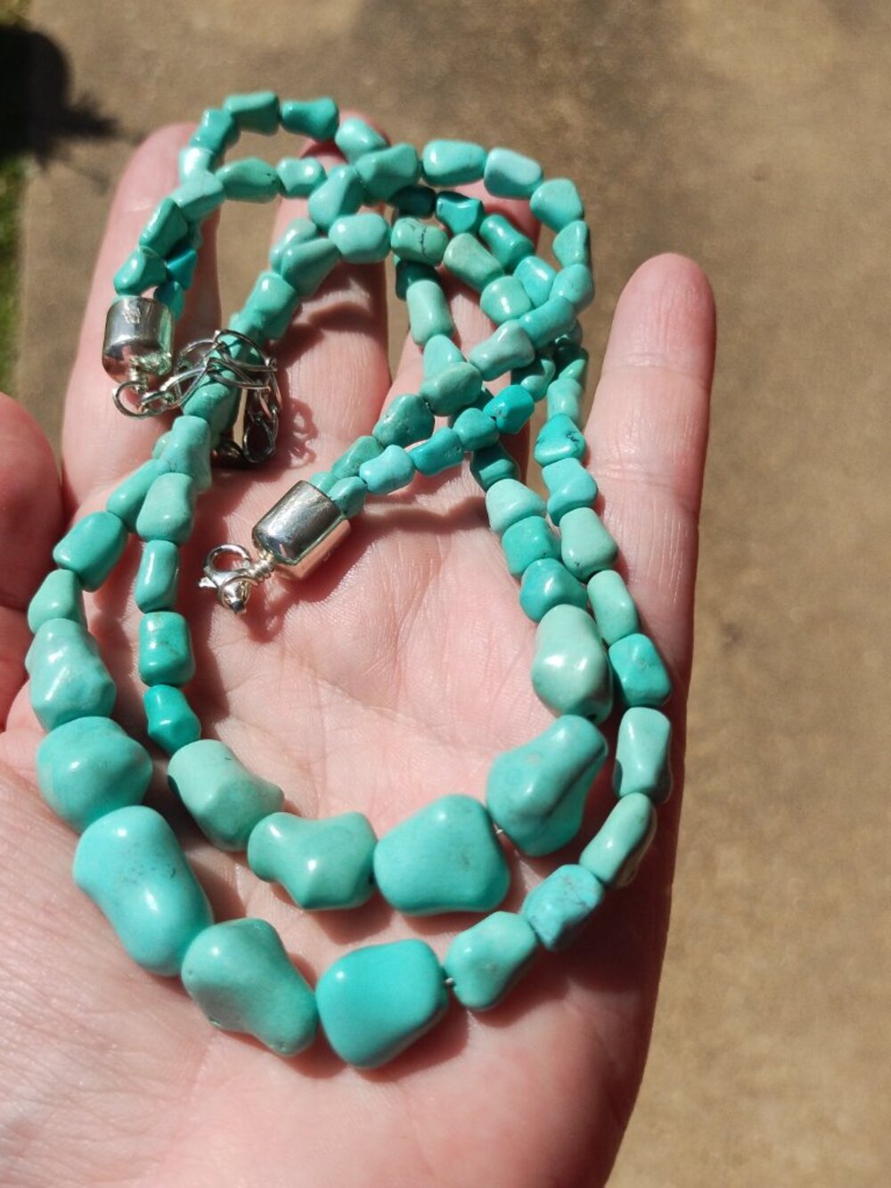 Jay King DTR Double Strand Turquoise necklace 925 Sterling Silver Vintage